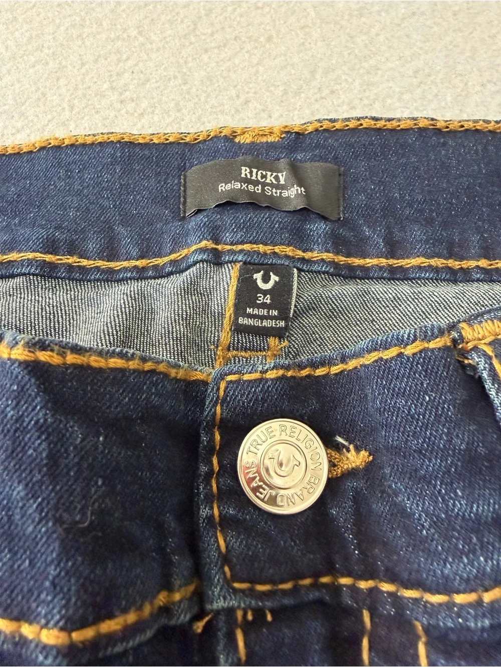 206/1751 True Religion Ricky Relaxed Straight Denim Shorts W34 NWT